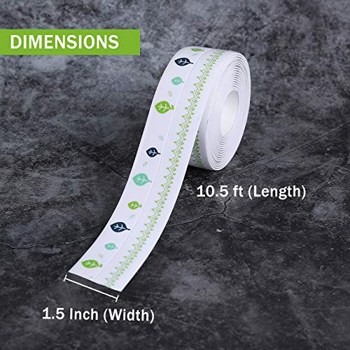 Caulk Tape Strip, Waterproof Self Adhesive Caulking Tape Anti-Mildew, PVC Adhesive Caulk for Kitchen Bathtub Shower Toilet, 1-1/2" x 11' (Leaf) - Thumbnail 7