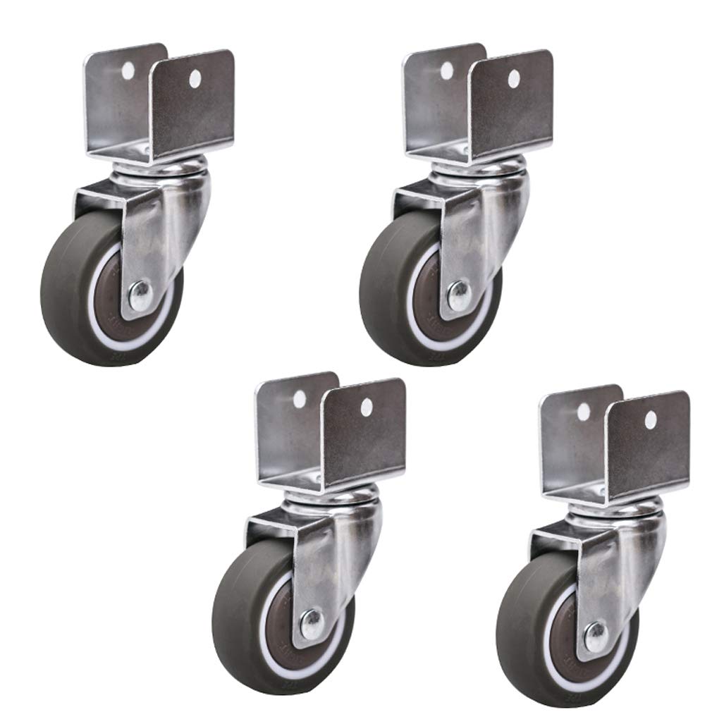 MXXQRHF Heavy Duty Swivel Caster Wheels for Cribs 1.5" Rubber Wheels with Brakes UType Bracket Mute Ball Bearings 75kg Capacity Set of 4 with Screws