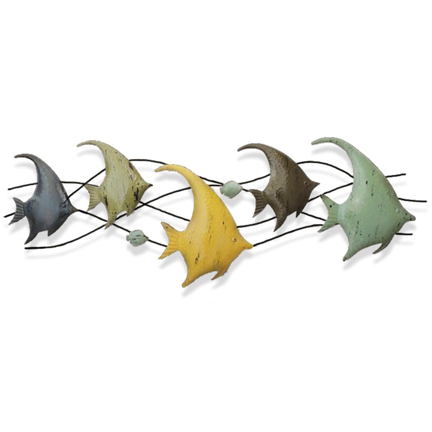 LMYSXAOZ Large 3D Fish Coastal Wall Art, Metal Decor, Ocean School of Nautical Home Hangings for Living Room Bedroom Dining Room,A,120X42cm