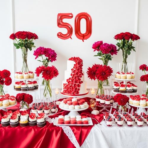Image of TONIFUL 20 Pcs Number Balloon 2 Set 16 Inch Red 0-9 Numbers Balloons