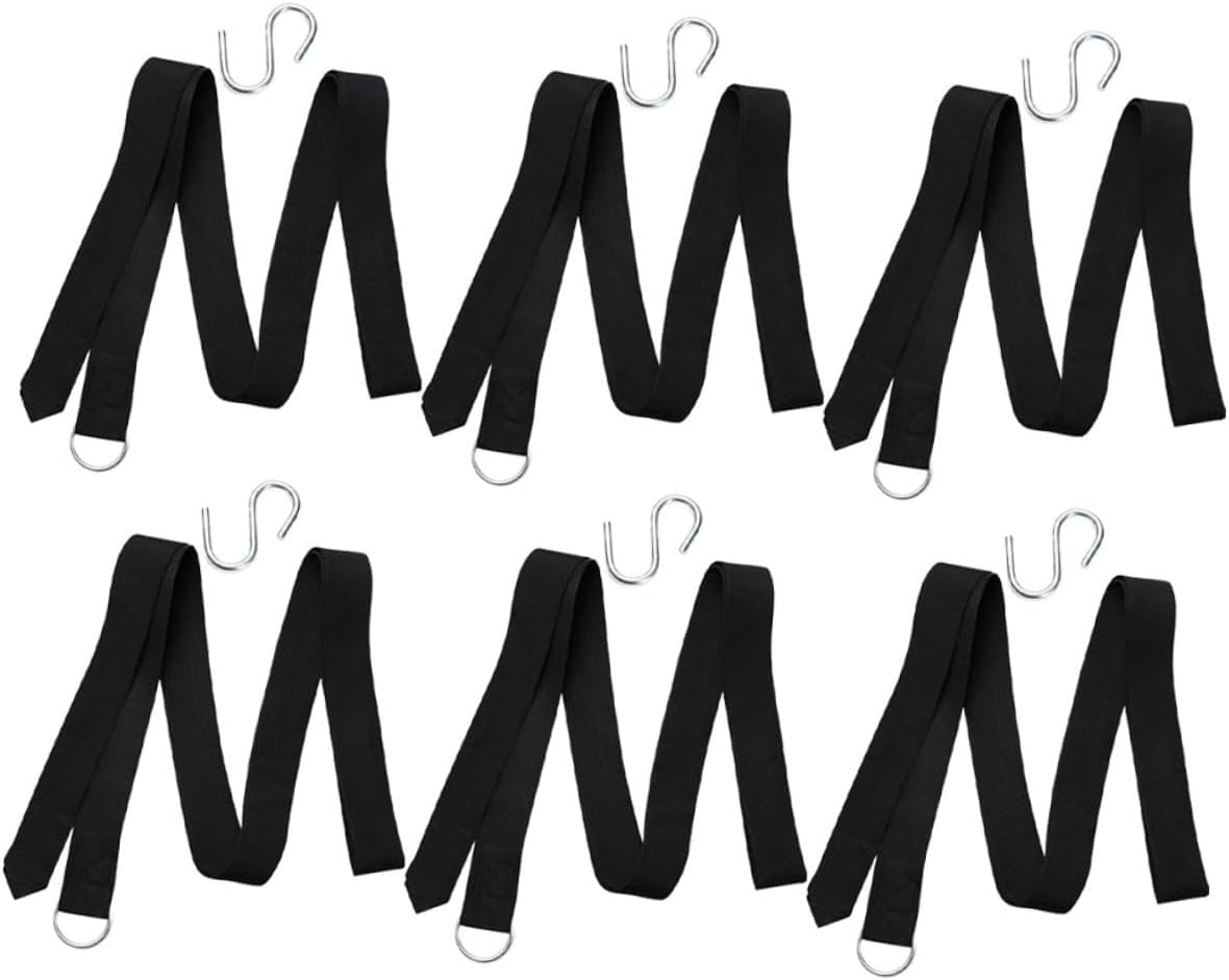 6pcs Adjustable Nylon Hammock Tree Straps for Outdoor Swing Hanging Kit with Reinforced S-Hooks and Sturdy Rope for Camping Backyard Patio