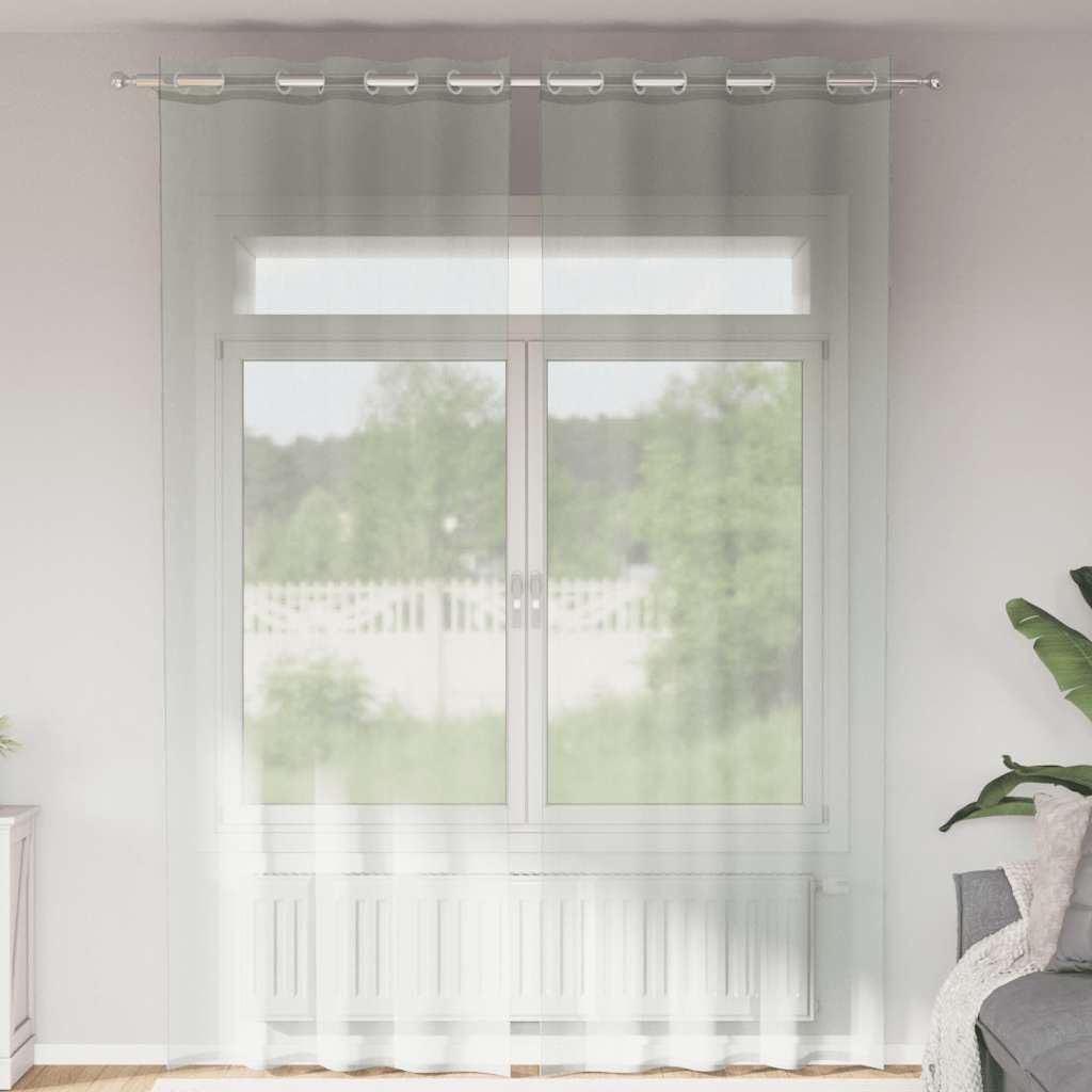 Rideaux en voile anti-regard gris clair 140x300 cm à œillets