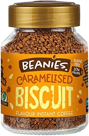 Beanies The Flavour Co | Instant Flavored Coffee | Caramelized Biscuit | Low Calorie, Sugar Free | 50 g| Pack of 1