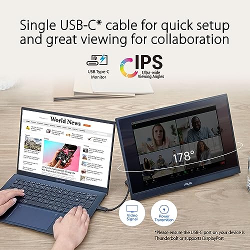 Image of ASUS 16 inch Portable Monitor - WQXGA, 120Hz, IPS, USB-C /HDMI, DisplayHDRTM 400
