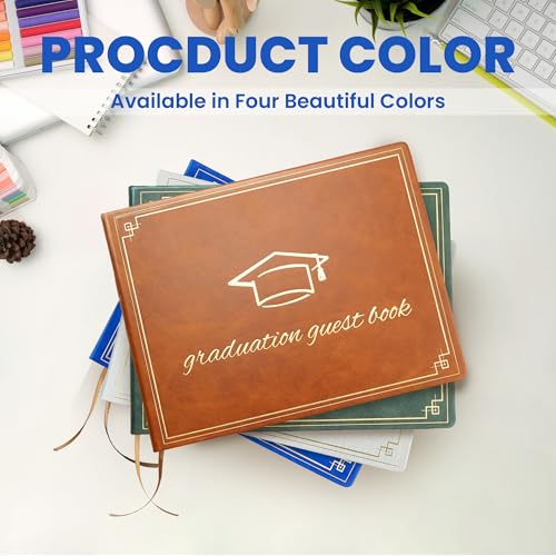 Image of Graduation Guest Book 2026 - Memory Scrapbook for College Gifts Graduation, Guest Book for Graduation Party Sign-In with Custom Message 120 Pages, 7x9 Inch Elegant Graduation Yearbook (Brown)