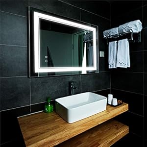 LED Bathroom Mirror Wall-Mounted Vanity Mirror with Anti Fog,Dimmable Waterproof Smart Touch Button Makeup Mirror with Lights Vertical & Horizontal (32×24 Inch)