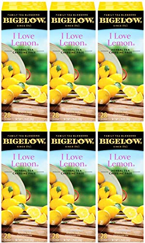 Bigelow I Love Lemon Herbal Tea Bags 28-Count Boxes (Pack of 6) Lemon-Flavored Herbal Tea Bags with Vitamin C All Natural