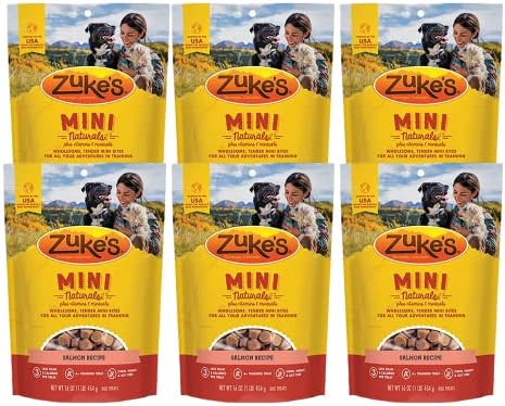 Zuke's Mini Naturals Dog Training Treats, Salmon Recipe, Soft Min...