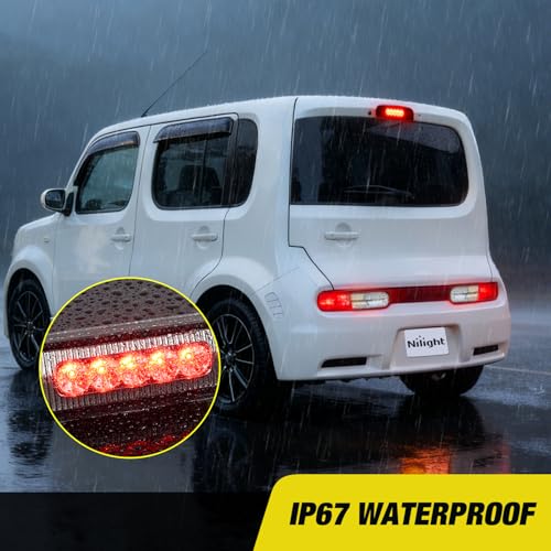 Image of Nilight Third Brake Light Tail High Mount 3rd Stop Lights Smoked Lens Compatible with Nissan Cube 2009 2010 2011 2012 2013 2014 Van SUV Rear Center Cab Lamp