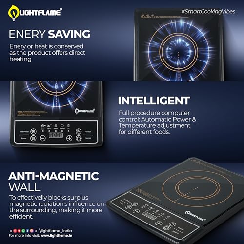 Image of Aera X13 Induction Cooktop 2100W|8 Preset Menu|Full Microcrystalline Glass|Feather push Buttons |Overheat Protection & Auto Turn-Off, Radiant,Black