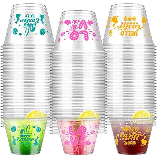 Meanplan 120 Pcs Easter Plastic Cups Happy Easter Cup Disposable Clear Cups With Bunny And Easter Eggs Coffee Cups For Easter Party Supply Tableware Drinking Beer Beverage Ice Cream (9 Oz) #TOP9