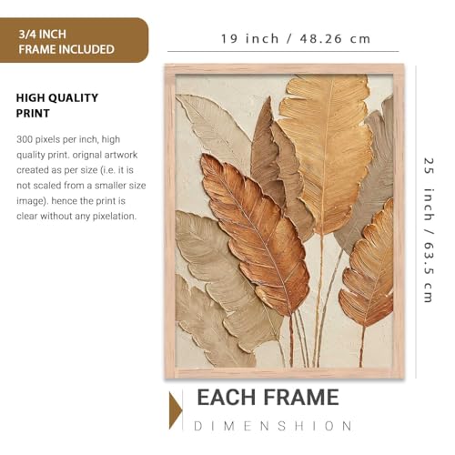 Image of kotart Aesthetic leaf Art Home Decoration | Floral Paintings With Frame For Living Room Bed Room Hotel Wall Decor Digital Reprint (19x25 inch)