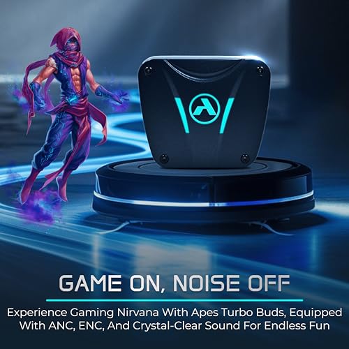 Image of APES Turbo Buds Wireless Bluetooth TWS, ANC and ENC, 10mm Dynamic Drivers, 8Hrs Playtime (Turnish)