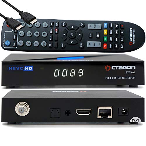 OCTAGON SX89 WL HD H.265 S2+IP HEVC Set-Top Box - DVB-S2 Smart Sat TV Receiver, Kartenleser, Mediaplayer, Mediathek, YouTube, Web-Radio, USB PVR, 150Mbit WiFi + EasyMouse HDMI (mit Sat Tuner)