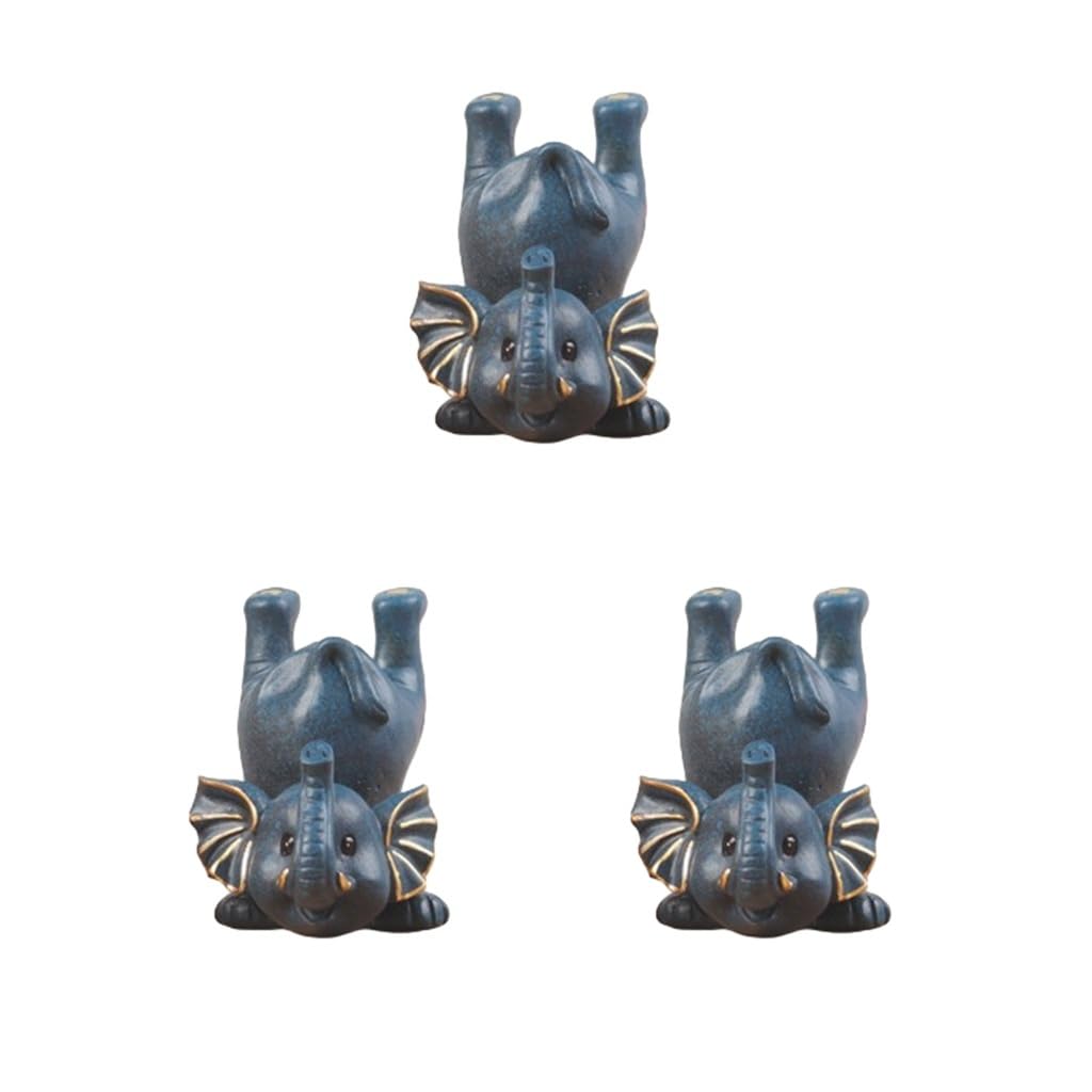 3er-Set Brillenhalter in Tierform, niedlicher Elefant, geeignet für die meisten Brillen, Kunstharz, niedlicher Elefant, Brillenständer, niedliche Tierform, Dunkelblau