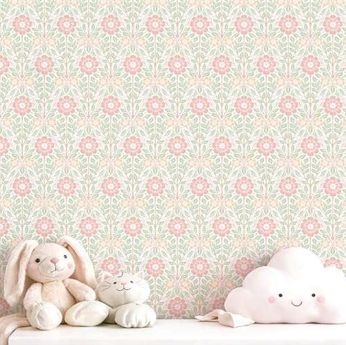 YXTII Retro Floral Wallpaper, 17.3" x 196.8" French Pastoral Wallpaper