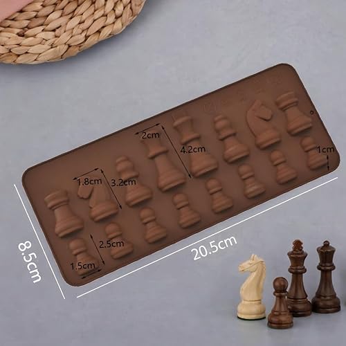 Vista 4 de CHICIRIS Moldes de silicona para chocolate, forma de ajedrez, moldes de cera derretida, decoración de pastel para cumpleaños, bodas, aniversarios