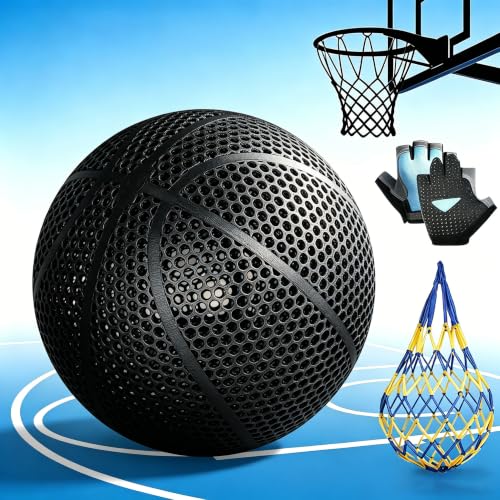 Yurlidar 3D-Printed Airless Basketball Official Size 7 No Pump Needed High Bounce and Quiet Basketballer Training and Dribbling Indoor Outdoor