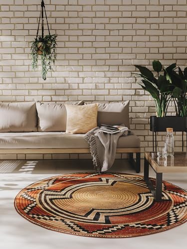 benuta Nest Teppich Artis - Kunstfaser - Outdoor geeignet - Rund & im Style: Abstrakt, Boho-Style -...