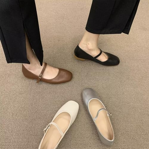 WENJIAZHIZHI Women's Round Toe Mary Janes Cute Bow Ballet Flats Elegant Low-Heel Girls Dress Shoes Wedding Slip-ons4