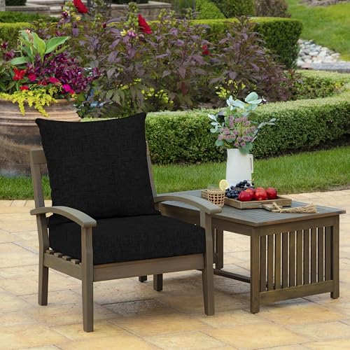 Image of Arden Outdoor Deep Seat Cushion Set, 22 in x 24 in, Weather-Proof, Rain-Proof, Fade Resistant Patio Cushion Black Leala