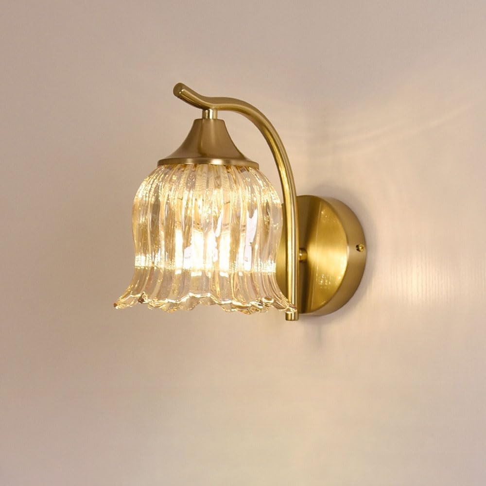 Aplique de pared de cristal para mesita de noche y salón cálido