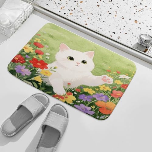 Tapetes de baño superabsorbentes y esponjosos con patrón de gato 3