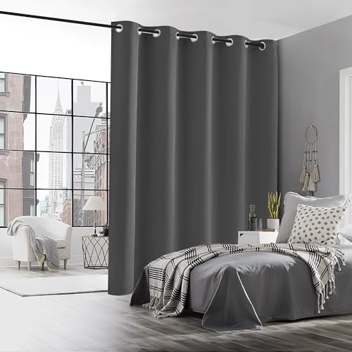 Image of RYB HOME Blackout Curtain for Sliding Glass Doors, Thermal Insulated&Privacy Drape for Bedroom /Living Room /Closet, UV Protection Energy Saving Room Divider Curtain, Grey, W70 x L84, 1 Panel