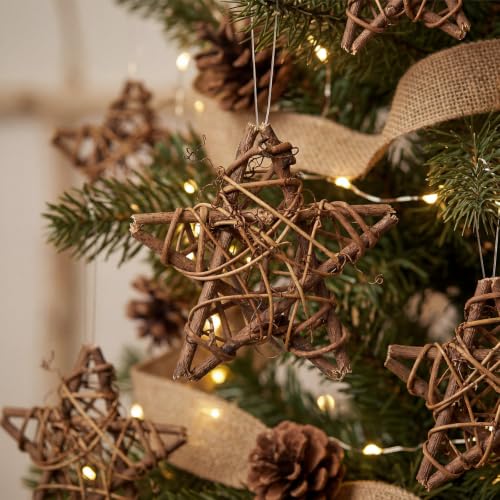 Simgoing 12 Pcs 2.8' Natural Rattan Star Ornaments...