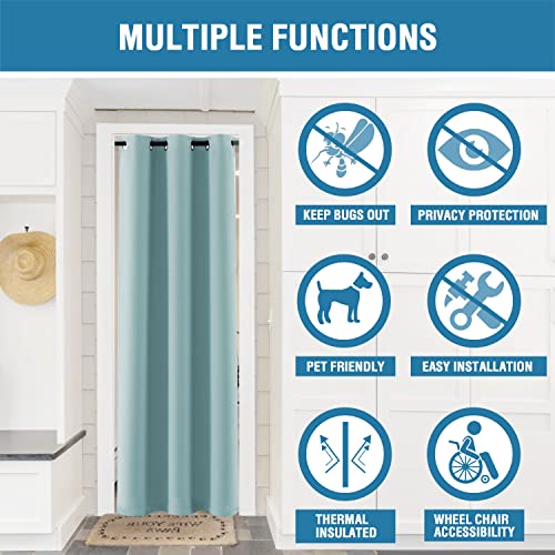 Image of H.VERSAILTEX Doorway Curtain Blackout Closet Door Curtain Room Divider Window Treatment Curtain for Bedroom Thermal Insulated Privacy Drape Soundproof Grommet, 42 x 80 inches, 1 Panel, Mineral Blue