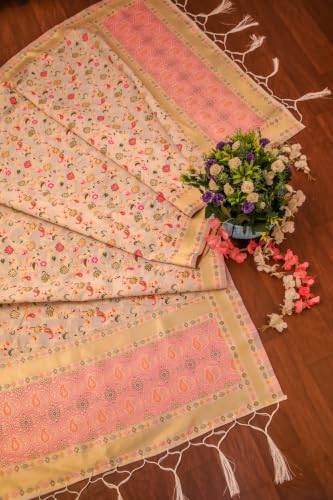 Image of DEVANGI Women's Woven Banarasi Silk Dupatta /Chunni For Women, Floral Print 1 Meter Wide and 2.3 Meter Length Printed Designer Dupatta /Chunni For Girls
