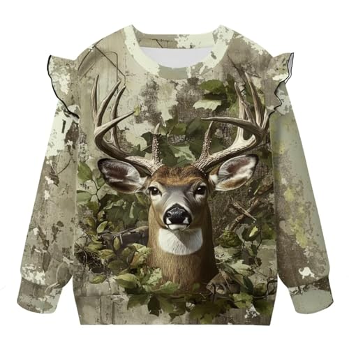 WELLFLYHOM Girls Sweatshirts 1-8T Graphic Long Sleeve Shirts Top Ruffle Top Crewneck Pullover Sweatshirt4