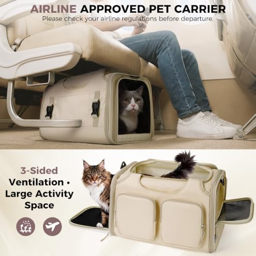Image of Dog Cat Carrier Airline Approved Collapsible Soft-Sided Pet Travel Bag