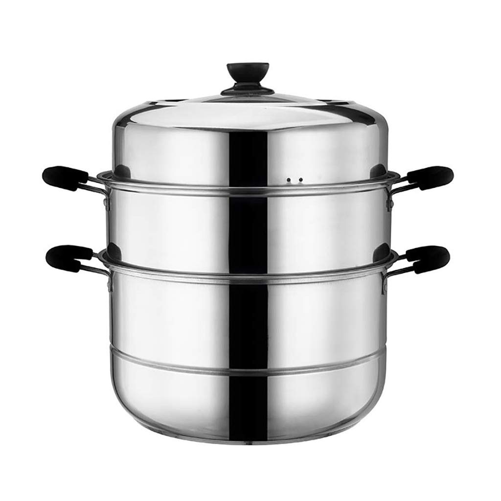 Juego de vaporera y hervidor Doble de Acero Inoxidable, Utensilios de Cocina al Vapor, Olla, Olla, Caldera Multicapa (Size : 30cm)