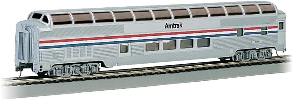 Bachmann Trains - 85' FULL DOME AMTRAK PHASE II Passenger Car with Lighted Interior - HO Scale , White