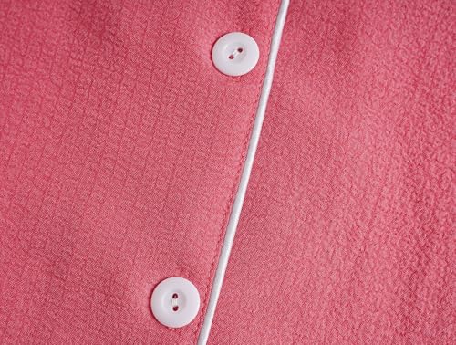 Image of Hupohoi Big Girls Button Down Pajama Set 3pcs Short Sleeve Long Pants with Shorts Crepe Wrinkled Fabric Sleepwear Nighty