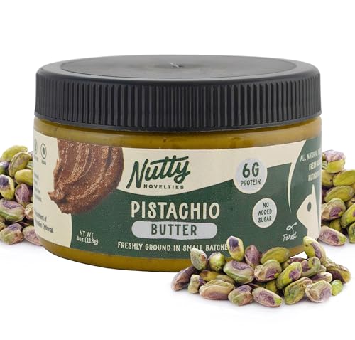 Nutty Novelties Pistachio Butter - High Protein Pistachio Butter - All-Natural, Cholesterol-Free Pistachio Nut Butter - Gluten-Free, Vegan Pistachio Cream Butter - No Added Sugar - 4 Ounces