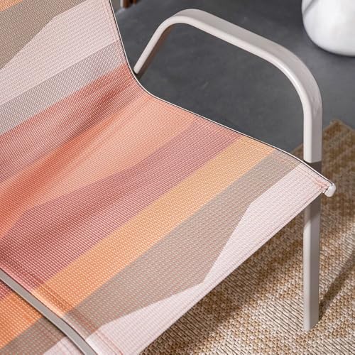 دانوب هوم طقم اريكة خارجية باربعة مقاعد من مابيل | اثاث حديقة باطار ستيل | اريكة فناء بتصميم عصري | طاولة جلوس خارجية وكراسي للحديقة - رمادي داكن/زهري