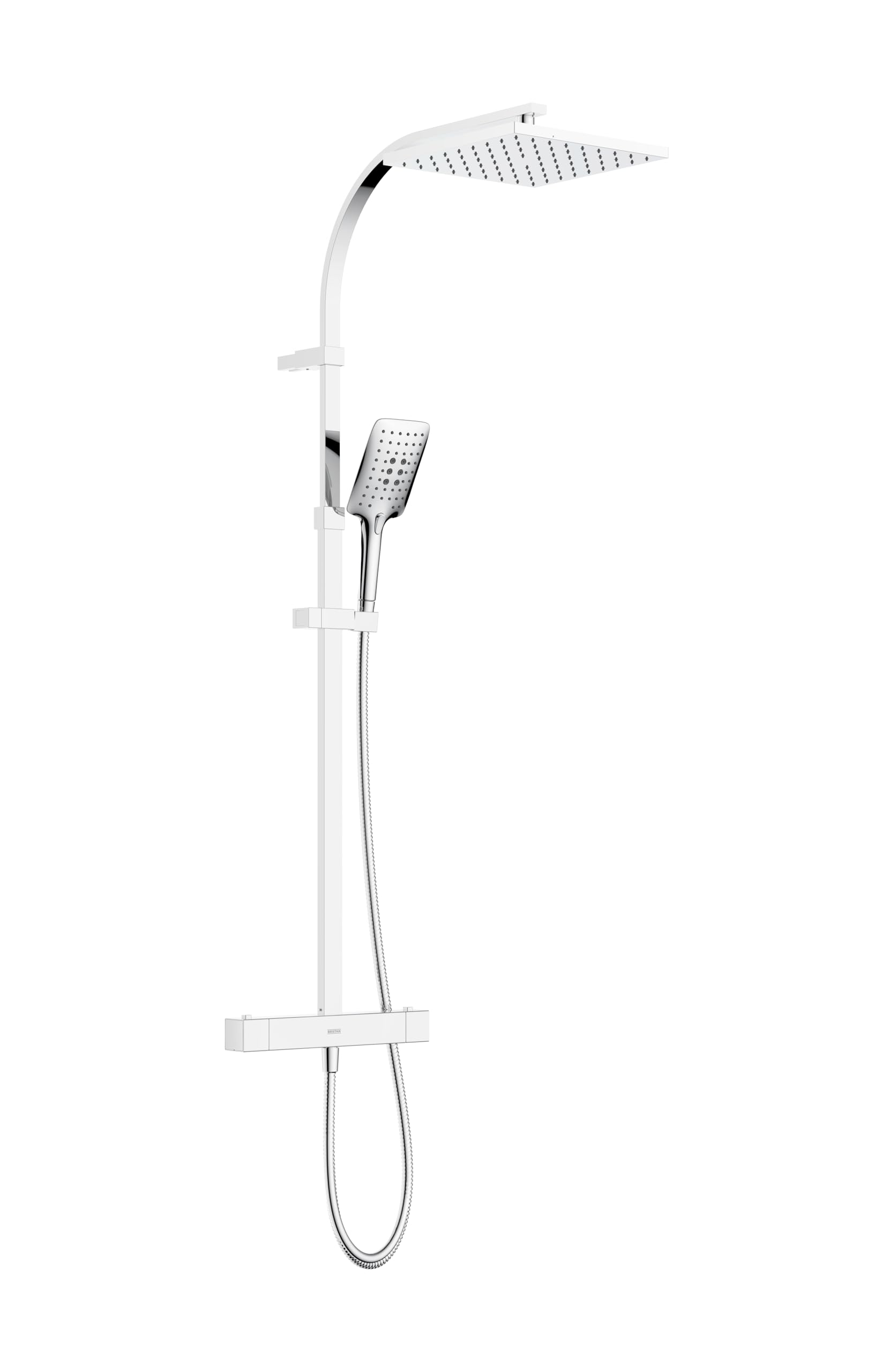 Quadrato Safe Touch Adjustable Thermostatic Rigid Riser Bar Shower Chrome