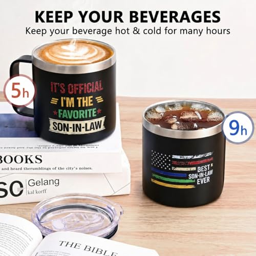 Taza para yerno favorito 14oz acero inoxidable negra miniatura 4