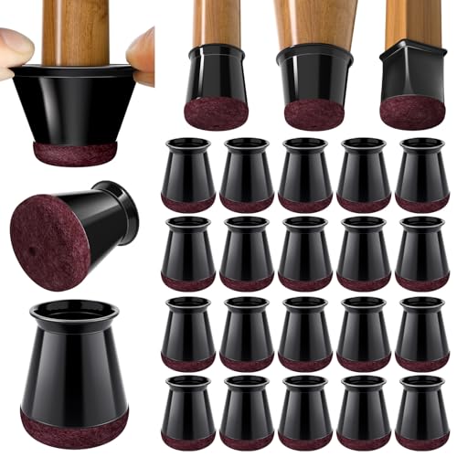 Image of BUMACO Chair Leg Floor Protectors for Hardwood Floors Anti-Scratch 20 Pack | Silicone Furniture Cups Reduce Noise Felt Pads Covers to Protect Floors Easy to Remove Black Universal XS (Fit: 8 /16 inch-15 /16 inch)