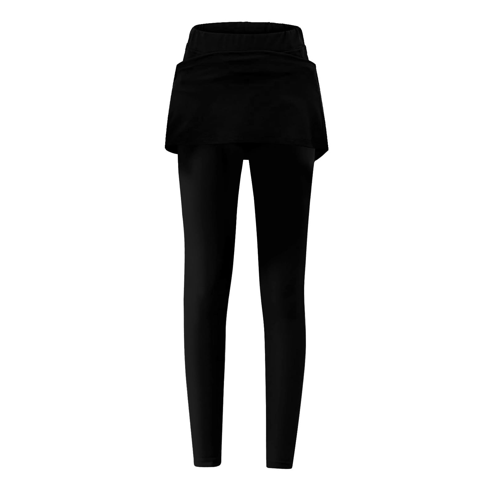 Damen Sport Leggings Mit Rock, Sportrock Damen Mit Hose, 2 In 1 Tennisrock Rock Mit Hose Lange Sporthose Trainingshose Radlerhose Langlaufhose Sportleggings Für Damen Lang