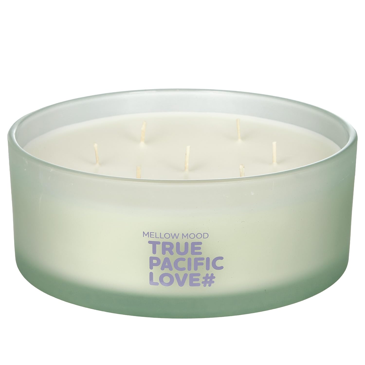 BUTLERS XL Duftkerze True Pacific Love Glas - MELLOW MOOD - 40h Brenndauer | Note Bergamotte & Kardamom - ø19 x H8 cm - Parfümkerze zur Raumbeduftung - Wellnesskerze für Wohnzimmer & Büro