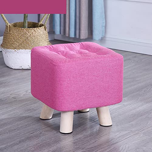 Reposapiés otomano de lino y algodón con patas de madera para sala de estar y dormitorio, decoración elegante del hogar y asiento cómodo