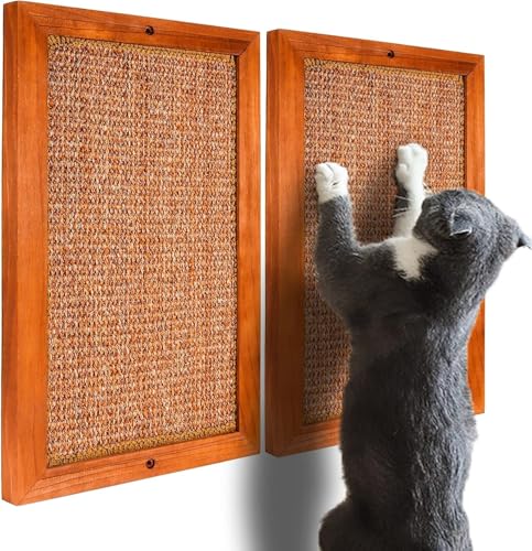 FJJRTWDG Exquisite Wooden Vertical Sisal Cat Scratching Board, Artificial Pet Scratching Board, Suitable for Indoor Pets Suitable for Indoor Pets(2 PCS Large)