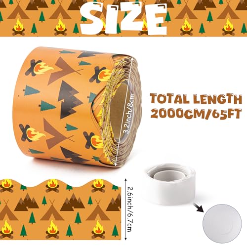 Image of BeYumi Camping Tent Border Trim - 65ft Back to School Camping Hiking Scalloped Rolled Border Trim Outdoor Themed Bulletin Board Set Classroom Office Chalkboard Kindergarten Preschool Party Decoration