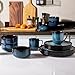 LERATIO Ceramic Dinner Plates Set of 6,10.5 Inch Reactive Glaze Porcelain Plates, Modern Shape Dinnerware Dishes Set for Kitchen,Microwave&Dishwasher&Oven Safe, Scratch Resistant-Blue