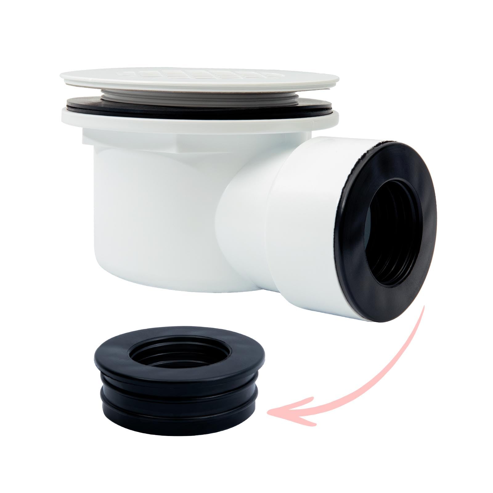 Drain de douche de rechange compact sortie 2 pouces PVC pour receveur plat