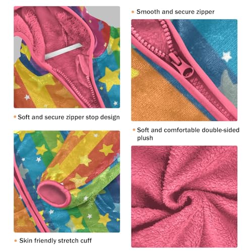 Rainbow Star Colorful Girls Fleece Jacket Girls Fall Jacket Girl Coats Zip Up Hoodie Children Sherpa Warm Outerwear 2-10T3