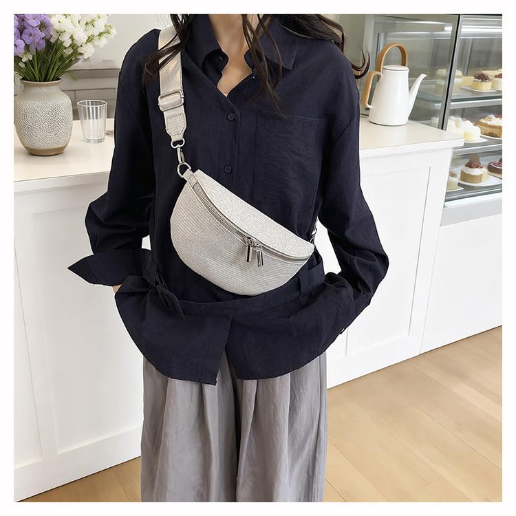 Image of Leather Chest Bag for Women, Crossbody Belt Bag Fanny Pack Purse Fashionable Waist Bags Handbag for Everyday Use Trip Walking Hiking